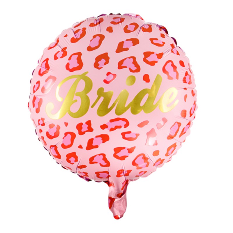 Balon folie rotund BRIDE, pete de leopard roz