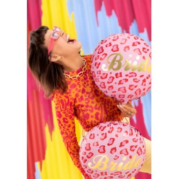 Balon folie rotund BRIDE, pete de leopard roz