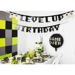 Banner LEVEL UP BIRTHDAY, Gaming Party
