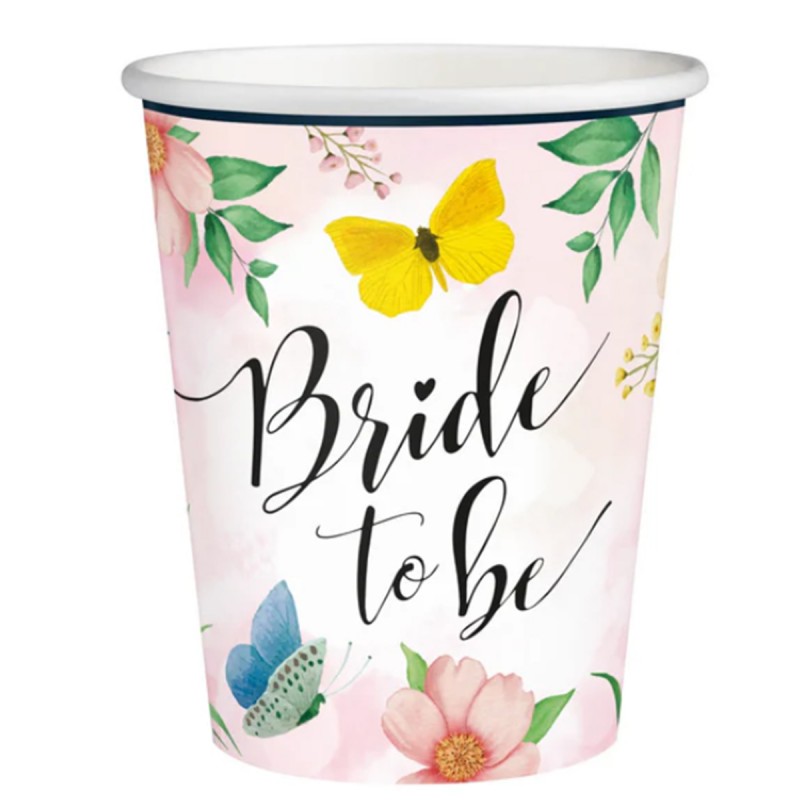 Pahare cu flori, BRIDE TO BE, 6buc