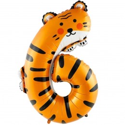 Balon Folie Cifra 6 Animale, Tigru 100cm