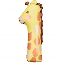 Balon Folie Cifra 1 Animale, Girafa 100cm