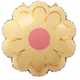 Balon folie forma floare, contur auriu 43cm