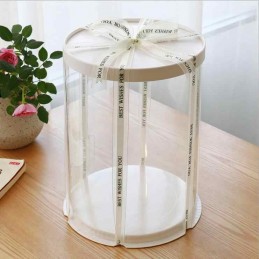 Cutie acetofan rotunda 23 cm, capac alb