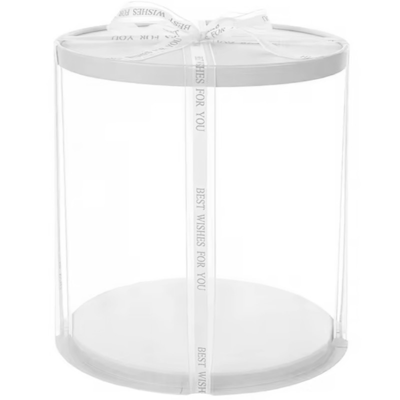 Cutie acetofan rotunda 23 cm, capac alb