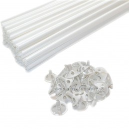 Set 100 Bete + Rozete Albe din plastic pentru baloane