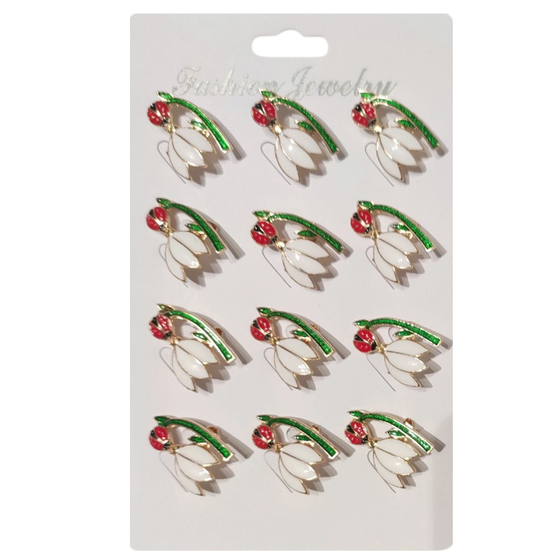 Brose martisor 12/set ghiocel mare cu buburuza Brose martisor 12/set ghiocel mare cu buburuza