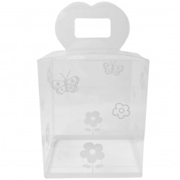 Cutie acetofan cu floricele si fluturasi albi 12x10x8cm Cutie acetofan cu floricele si fluturasi albi 12x10x8cm