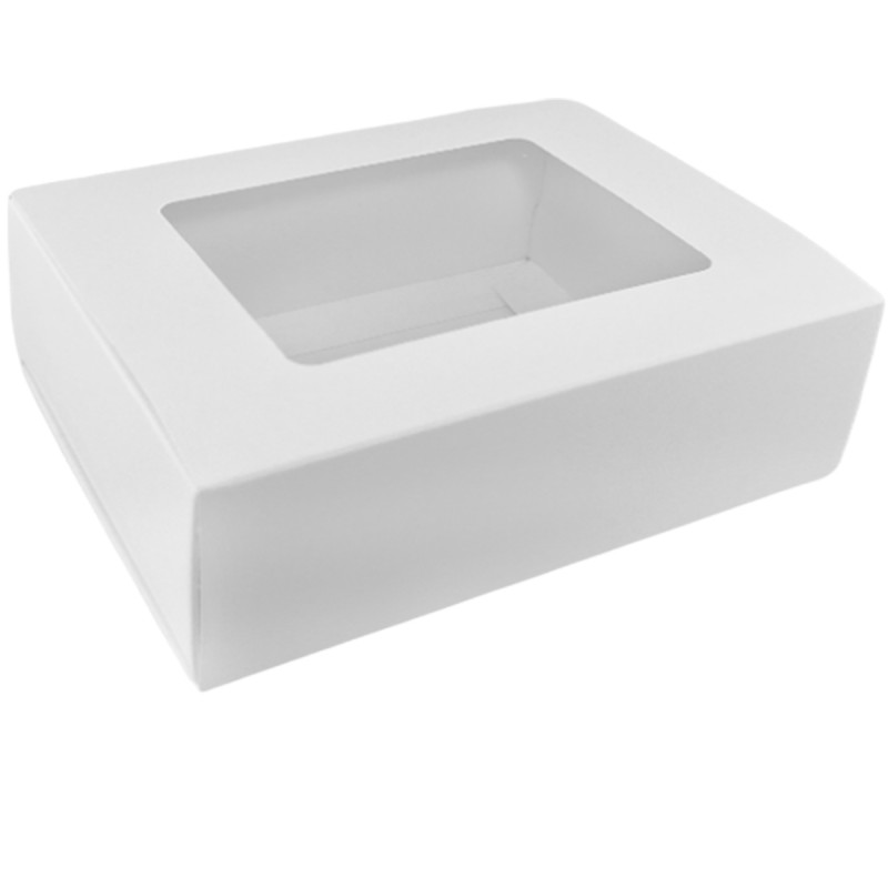 Cutie carton alba cu vizor superior 17x13x5 cm Cutie carton alba cu vizor superior 17x13x5 cm