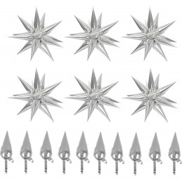 Balon Folie Stea Magica 4D Exploziva Alba 66cm, 12 tepi Balon Folie Stea Magica 4D Exploziva Alba 66cm, 12 tepi