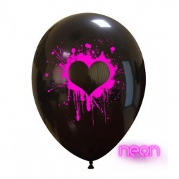 Set 10 baloane Inima Pictata Roz Neon