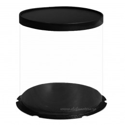 Cutie acetofan rotunda 30 cm, capac negru