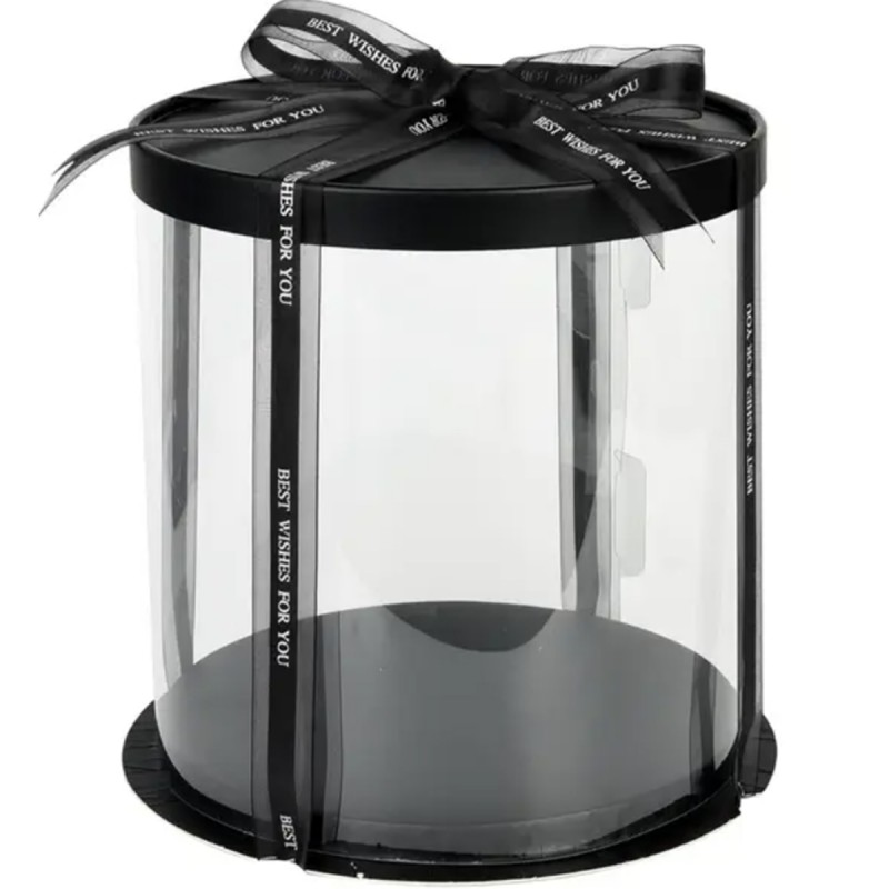 Cutie acetofan rotunda 23 cm, capac negru