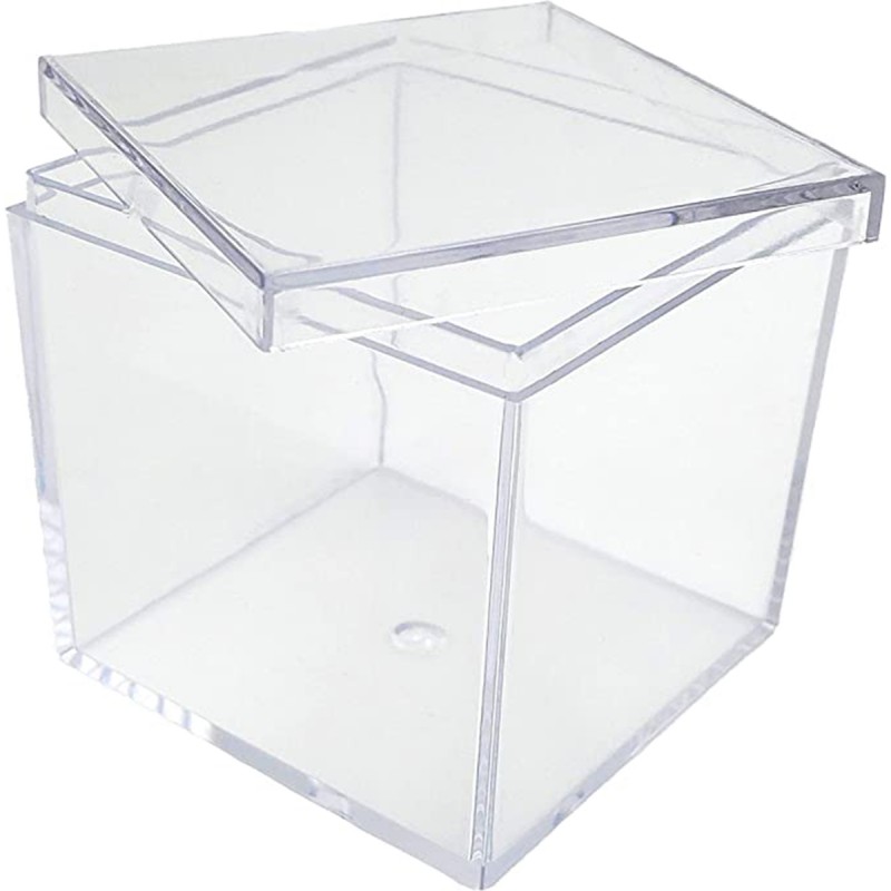 Cutie cub acrilic Transparent cu capac, caseta 10cm