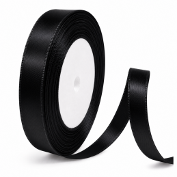 Panglica satin negru 1cm, 22m
