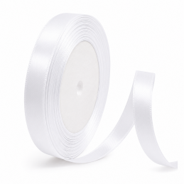 Panglica satin alb 1cm, 22m