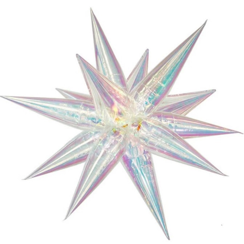 Balon Folie Stea Magica 4D Exploziva Iridiscenta 66cm, 12 tepi
