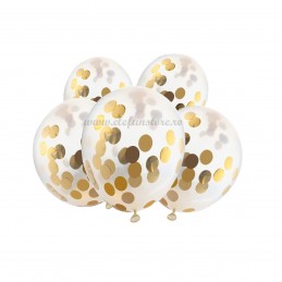 Set 5 Baloane cu Confetti Aurii