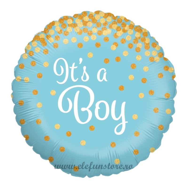 Balon It's a boy bleu cu confetti