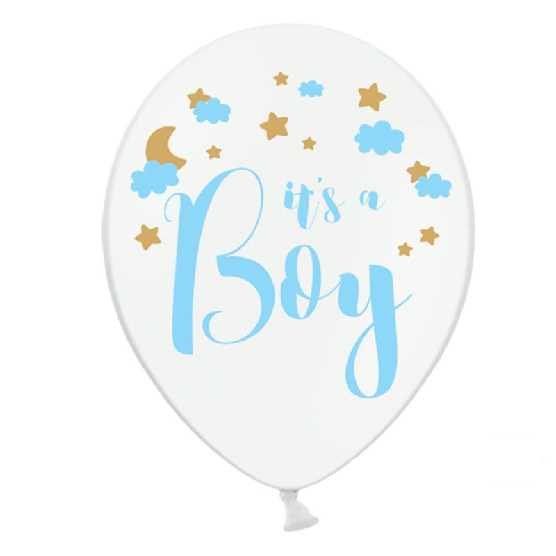 Set 5 baloane albe It's a Boy