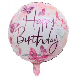 Balon Happy Birthday cu Fluturasi Pictati