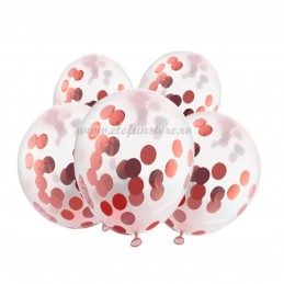 Set 5 Baloane cu Confetti Rosii