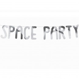 Banner Space Party Argintiu 96cm