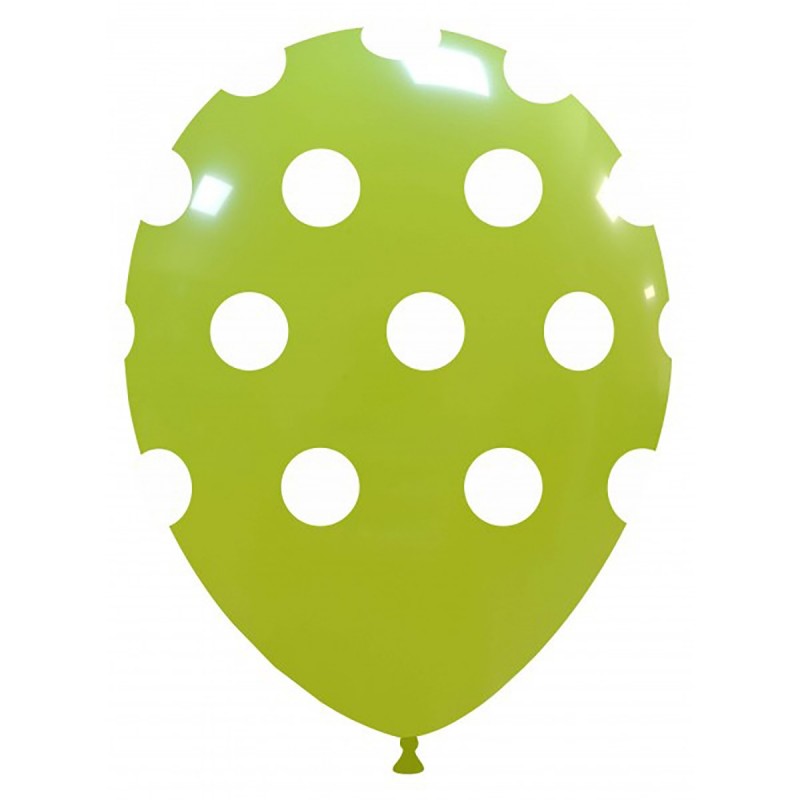 Set 10 Baloane Verde Lime cu buline