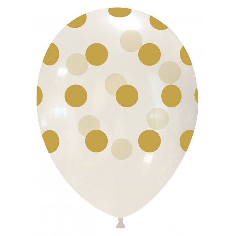 Set 10 Baloane Transparente cu buline Aurii