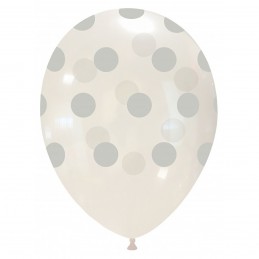 Set 10 Baloane Transparente cu buline Argintii