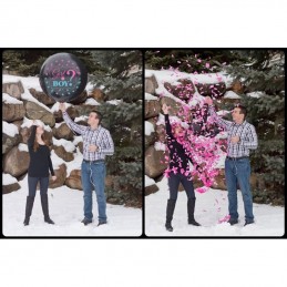 Balon Jumbo Girl or Boy ? Negru Gender Reveal