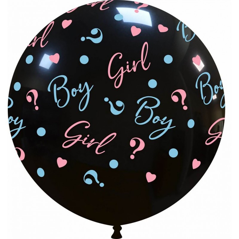 Balon Jumbo Girl or Boy ? Negru Gender Reveal