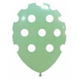 Set 10 Baloane Pastel Verde Menta cu buline