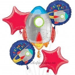 Balon Racheta Happy Birthday Space