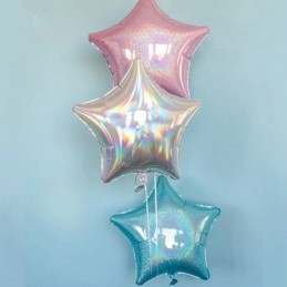 Balon Stea Iridiscenta Roz 45cm