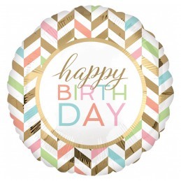 Balon Happy Birthday Chevron Pastel