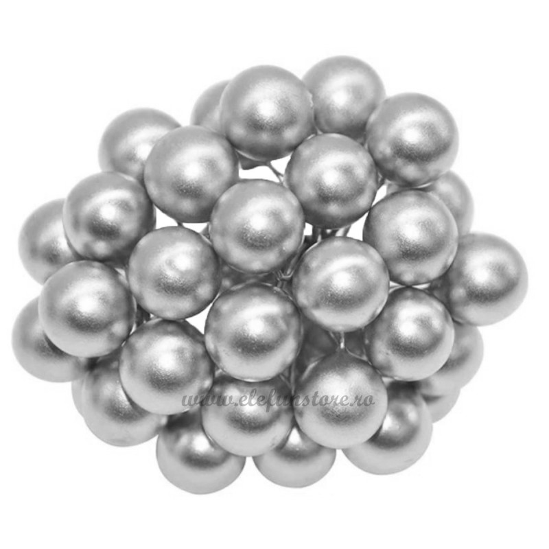 Set 100 Perle Argintii 10 mm, cu sarma